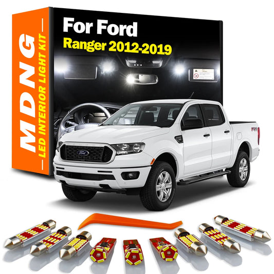 12Pcs Sun Visor Lamp LED Interior Map Dome Plate Light Kit For Ford Ranger 2012 2013 2014 2015 2016 2017 2018 2019 Accessories