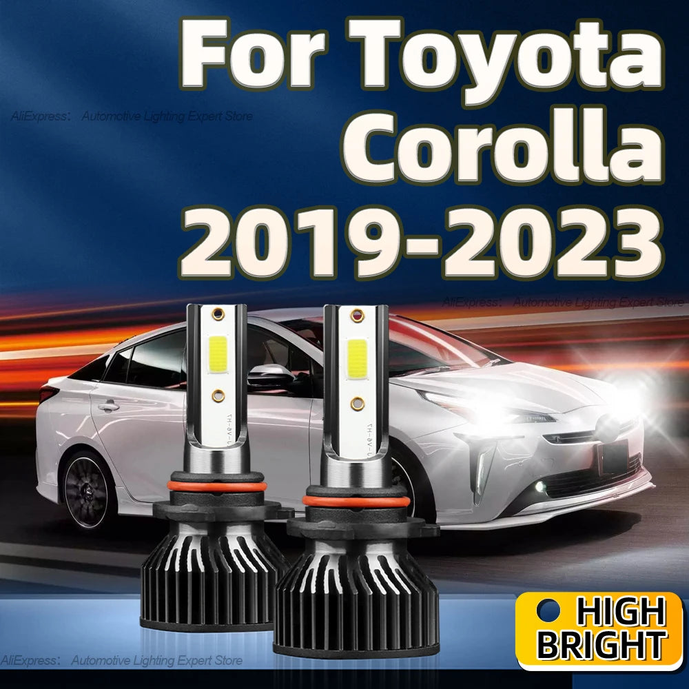 2Pcs Car Headlight LED 9012 HIR2 Auto Bulbs 150W 6000K Lamp with COB Chip For Toyota Corolla 2019 2020 2021 2022 2023