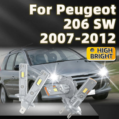 2 /4PCS LED Headlight Bulbs 6000K Super White Lights Car Lamp For Peugeot 206 SW 2007 2008 2009 2010 2011 2012 CSP Chips 12V