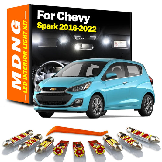 MDNG 13Pcs Canbus Car Bulbs For Chevrolet Chevy Spark 2016 2017 2018 2019 2020 2021 2022 LED Interior Map Dome Reading Light Kit