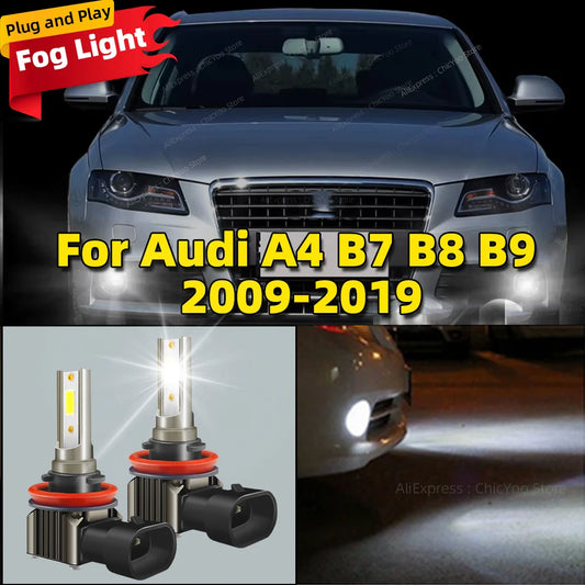 2Pcs LED Car Front Fog Light Lamps 6000K Bulb For Audi A4 B7 B8 B9 2009 2010 2011 2012 2013 2014 2015 2016-2019 Auto Accessory