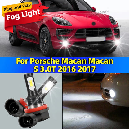 2X LED Car Light Front Fog Lamp Bulb 20000LM Ultra Bright For Porsche Macan Macan S 3.0T 2016 2017 Plug and Play in 5 Minutes