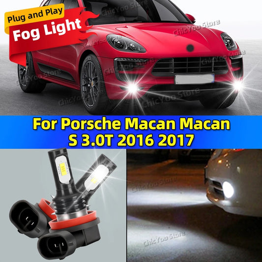 2X LED Car Light Front Fog Lamp Bulb 20000LM Ultra Bright For Porsche Macan Macan S 3.0T 2016 2017 Plug and Play in 5 Minutes