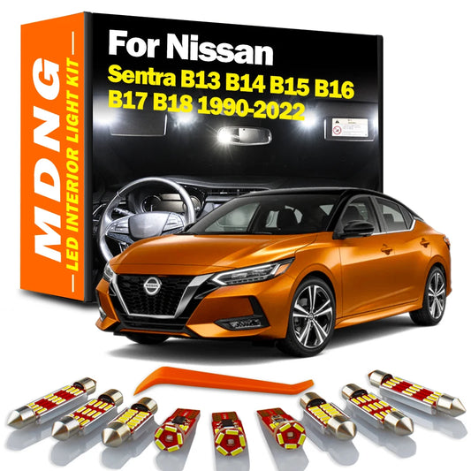 MDNG Canbus Car LED Interior Dome Map Light Kit For Nissan Sentra B13 B14 B15 B16 B17 B18 1990-2017 2018 2019 2020 2021 2022