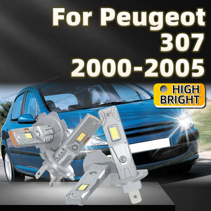 2/4Pcs CANBUS LED Light Bulbs Car Headlights High Power 6000K CSP Chips For Peugeot 307 2000 2001 2002 2003 2004 2005 Plug Play
