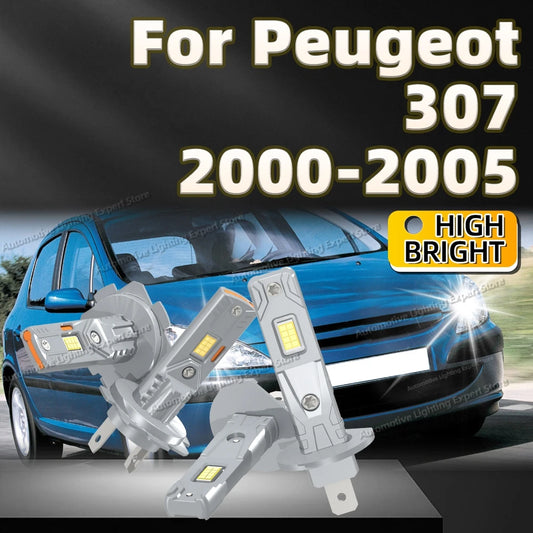 2/4Pcs CANBUS LED Light Bulbs Car Headlights High Power 6000K CSP Chips For Peugeot 307 2000 2001 2002 2003 2004 2005 Plug Play