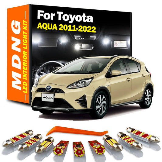 MDNG 10Pcs No Error Signal Lamp For Toyota AQUA 2011 2012 - 2019 2020 2021 2022 LED Interior Dome Map Trunk Light Plate Bulb Kit