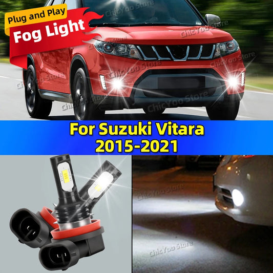 2pcs LED Bulbs Car Fog Light 6000K Anti-Glare Lamp For Suzuki Vitara 2015 2016 2017 2018 2019 2020 2021 Plug and Play