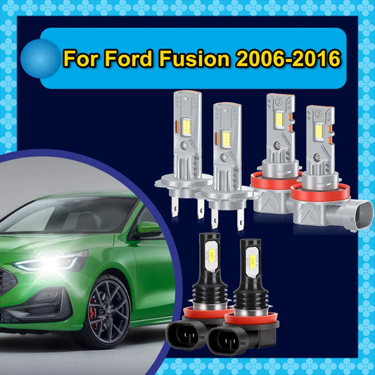 2/6Pcs For Ford Fusion 2006 2007 2008 - 2013 2014 2015 2016 LED Car Headlights 30000LM Headlamps Bulb 6000K 12V Auto Foglights