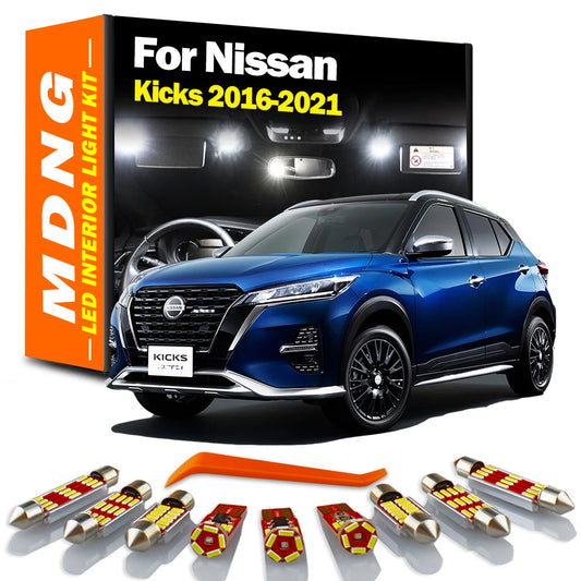 MDNG 9Pcs Canbus LED Interior Dome Map Trunk Light Kit For Nissan Kicks 2016 2017 2018 2019 2020 2021 Car Led Bulbs Accessories