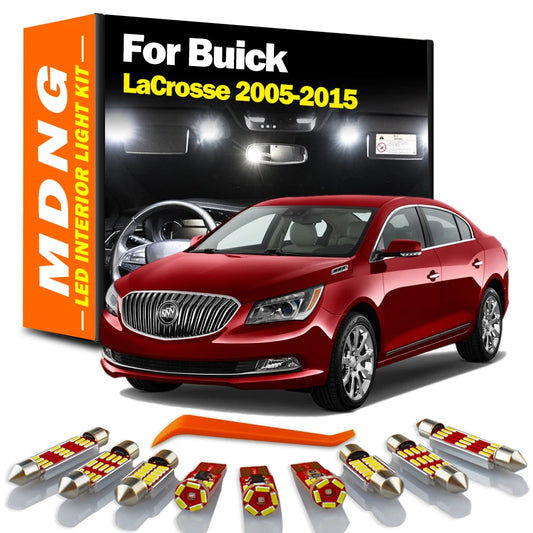 MDNG Canbus For Buick LaCrosse 2005-2009 2010 2011 2012 2013 2014 2015 LED Interior Map Dome License Plate Light Kit Led Bulbs