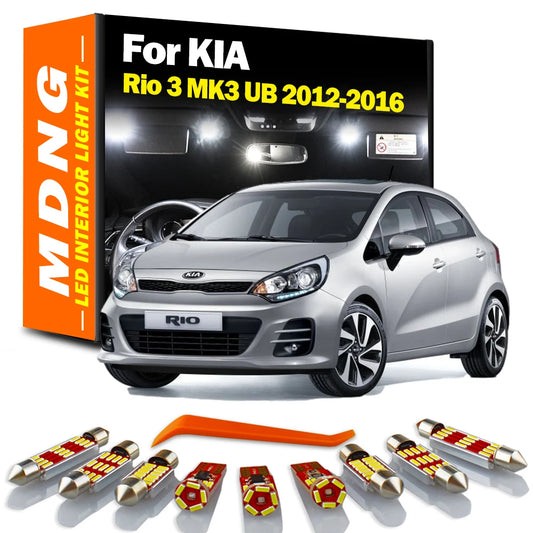 MDNG 12Pcs Canbus Accessories LED Interior Map Trunk Dome Light Kit For Kia Rio 3 MK3 UB 2012 2013 2014 2015 2016 Reading Bulbs