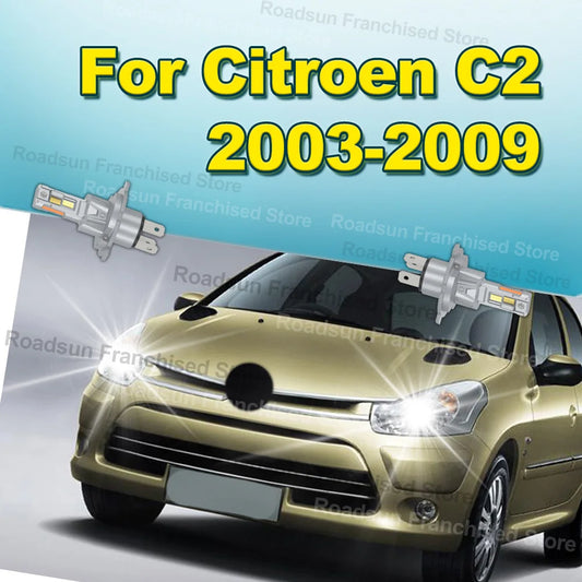 2Pcs Wireless Hi/Lo Beam Headlights Plug&Play 30000LM For Citroen C2 2003-2009 2004 2005 2006 2007 2008