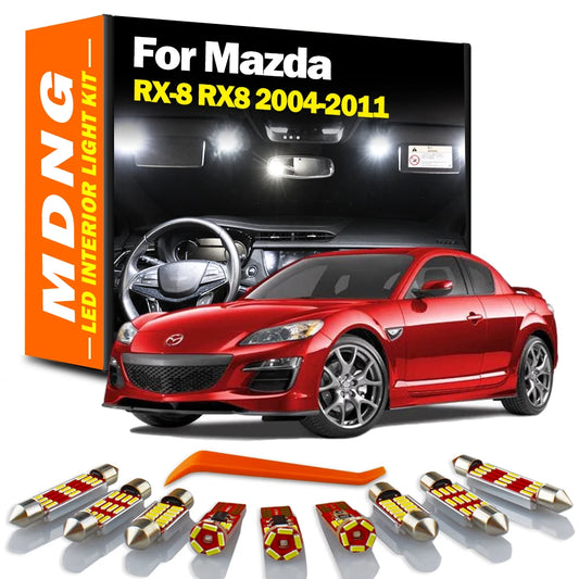 MDNG 14Pcs LED Interior Reading Light Kit Indoor Bulbs For Mazda RX-8 RX8 2004 2005 2006 2007 2008 2009 2010 2011 Accessories