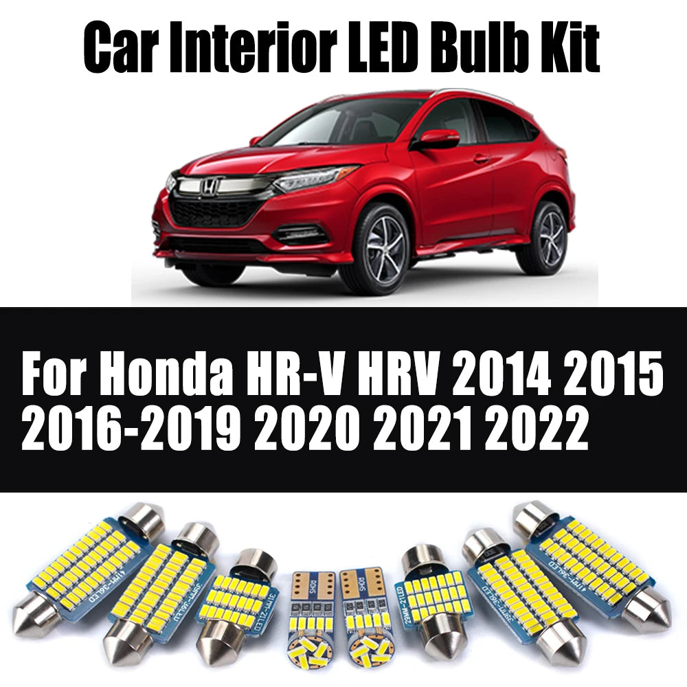 12Pcs Canbus LED Interior Map Dome Sun Visor Light Kit For Honda HR-V HRV 2014 - 2017 2018 2019 2020 2021 2022 Car Ceiling Bulbs