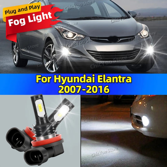 2Pcs 6000K LED Auto Fog Lights 20000LM CSP Car Fog Lamp Bulbs For Hyundai Elantra 2007-2016 2008 2009 2010 2011 2012