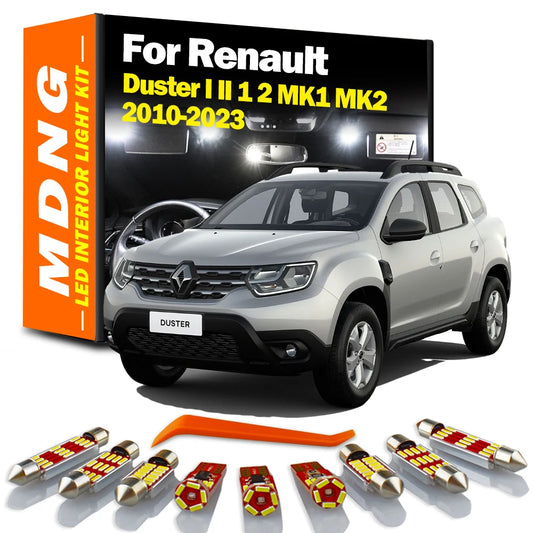 LED Interior Bulbs Map Dome Trunk Light Kit For Renault Duster I II 1 2 MK1 MK2 2010-2018 2019 2020 2021 2022 2023 Accessories