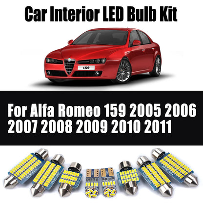 15Pcs For Alfa Romeo 159 (2005-2011) Canbus Vehicle LED Bulbs Interior Reading Dome Glove Box Light Kit Car Lighting Accessories