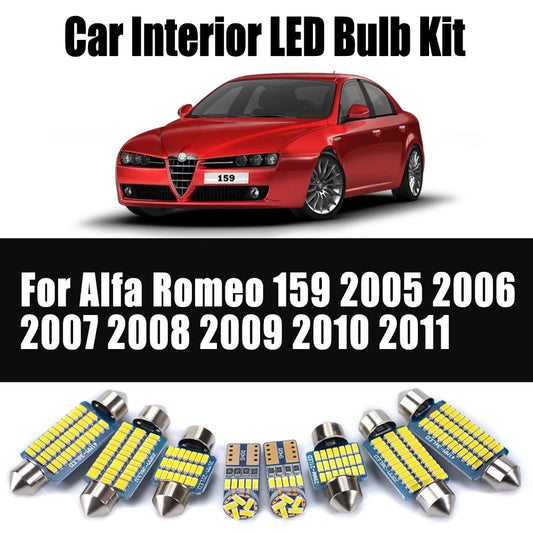 15Pcs For Alfa Romeo 159 (2005-2011) Canbus Vehicle LED Bulbs Interior Reading Dome Glove Box Light Kit Car Lighting Accessories