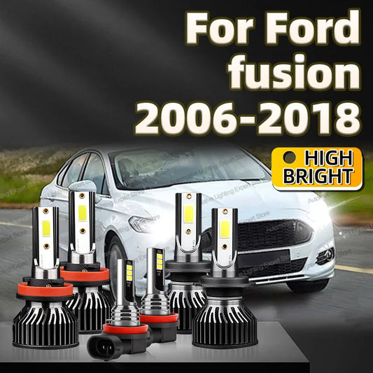 6PCS 30000lm For Ford fusion 2006-2018 2007 2008 2009 2010 2011 2012 Car LED Headlight Bulbs H7 H11 CANbus 6000k H8 Fog Light