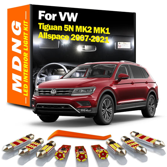 MDNG Canbus For Volkswagen VW Tiguan 5N MK2 MK1 Allspace 2008-2018 2019 2020 2021 LED Interior Light Bulbs Kit Car Accessories