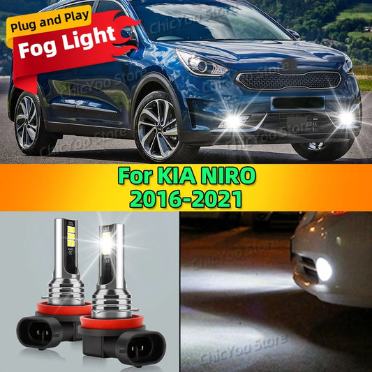 2Pcs 12V 6000K Front Fog Light LED Bulb Accessories Lamp Canbus For KIA NIRO 2016 2017 2018 2019 2020 2021 Plug and Play