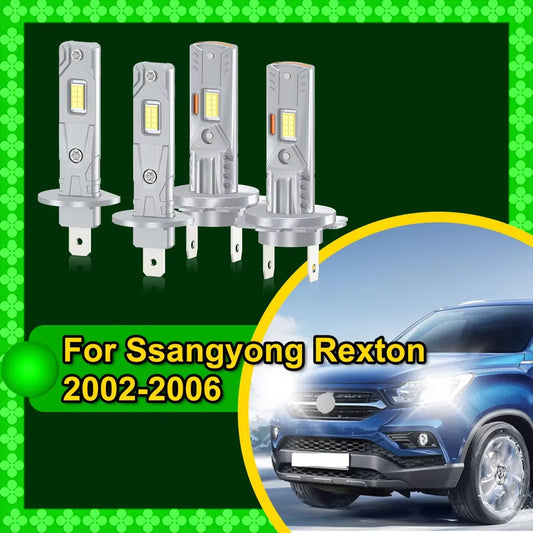 2/4Pcs For Ssangyong Rexton 2002 2003 2004 2005 2006 Car LED Headlamps 6000K 30000LM High Low Beam Headlight Bulbs Plug&Play 12V