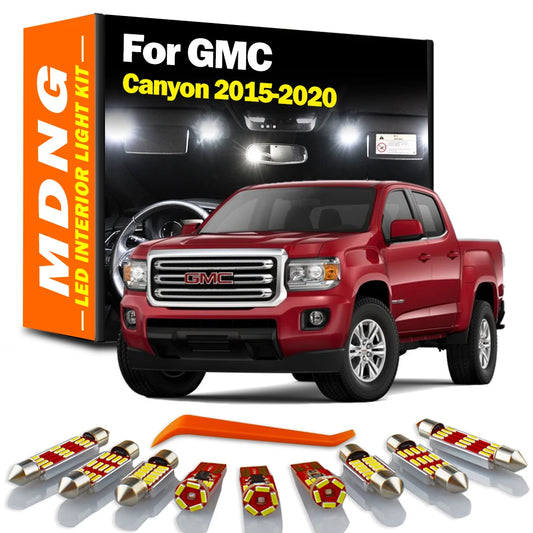 MDNG 15Pcs Canbus LED Interior Trunk Map Dome Light Kit For GMC Canyon 2015 2016 2017 2018 2019 2020 Vanity Mirror Plate Bulbs