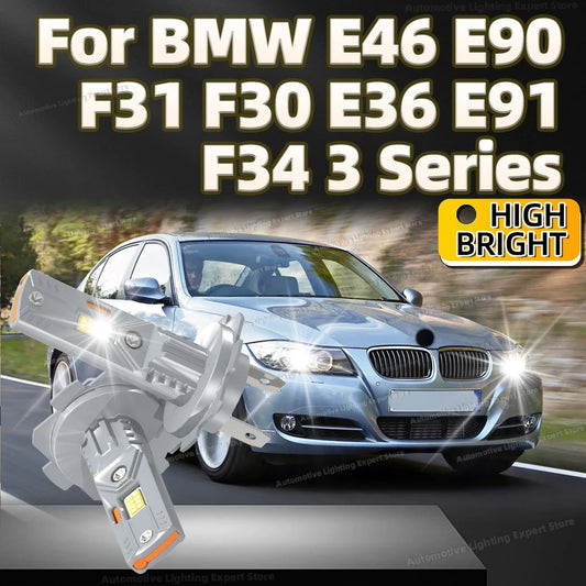 2Pcs LED Headlights Canbus Car Lamp 30000LM Super Bright Light Bulbs For BMW E46 E90 F31 F30 E36 E91 F34 3 Series