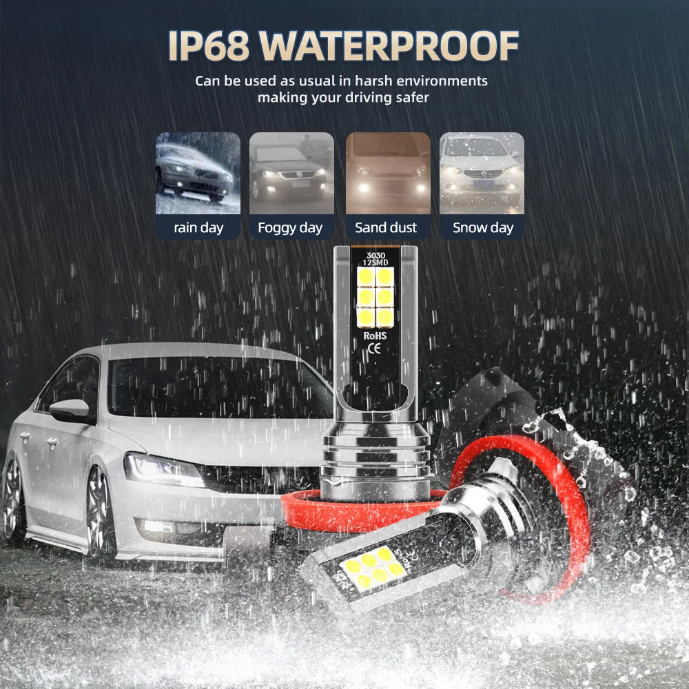 2/6Pcs Car LED Headlight Bulbs 30000LM 6000K Fog Lights For Toyota Matrix 2009 2010 2011 2012 2013 2014 Plug-N-Play Accessories