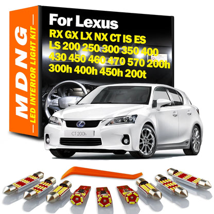 For Lexus RX GX LX NX CT IS ES LS 200 250 300 350 400 430 450 460 470 570 200h 300h 400h 450h 200t LED Bulbs Interior Light Kit
