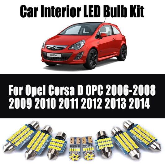 11Pcs For Opel Corsa D OPC 2006-2011 2012 2013 2014 LED Interior Dome Ceiling Trunk Light Kit Car Led Bulbs Canbus Accessories