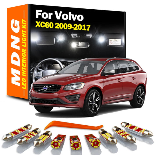 Accessories Car LED Interior Dome Map Foot Light Kit For Volvo XC60 2009 2010 2011 2012 2013 2014 2015 2016 2017 Sun Visor Lamp