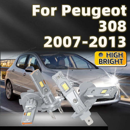 2/4Pcs LED Headlight Bulb Canbus Car Light 6000K White 12V For Peugeot 308 2007 2008 2009 2010 2011 2012 2013 Direct Fit