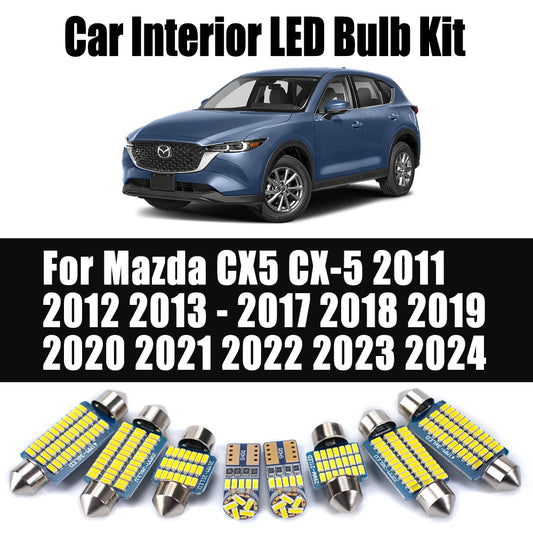 11Pcs Car LED Interior Dome Light Kit For Mazda CX5 CX-5 2011 2012 2013 - 2017 2018 2019 2020 2021 2022 2023 2024 Signal Lamp