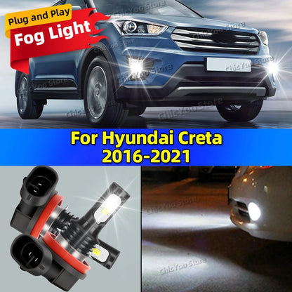 LED Car Fog Light Bulbs Lamp Auto Accessories For Hyundai Creta 2016 2017 2018 2019 2020 2021 20000LM Ultra Bright Plug and Play