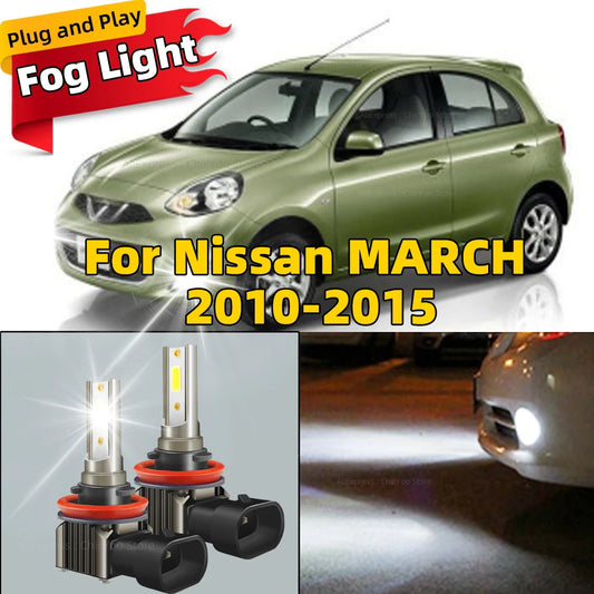6000K H11 H8 Led Fog Lights Canbus H9 Car Bulb 80W Lamp For Nissan MARCH 2010 2011 2012 2013 2014 2015 Plug and Play