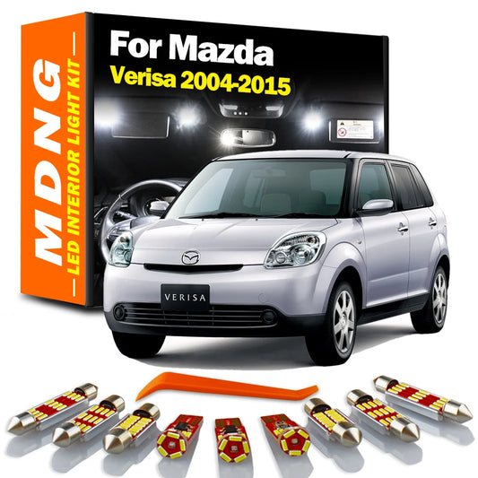 MDNG 11Pcs For Mazda Verisa 2004-2008 2009 2010 2011 2012 2013 2014 2015 Car Accessories LED Interior Map Trunk Dome Light Kit
