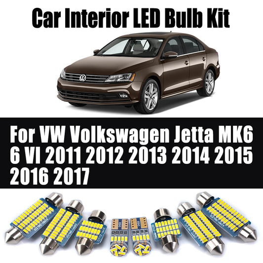 13Pcs LED Interior Map Reading Footwell Light For VW Volkswagen Jetta MK6 6 VI 2011 2012 2013 2014 2015 2016 2017 Car Bulbs Set