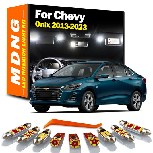 MDNG 9Pcs For Chevrolet Chevy Onix 2013-2017 2018 2019 2020 2021 2022 2023 LED Bulbs Interior Map Roof Plate Light Kit Canbus