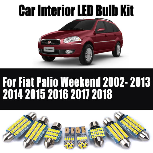 9Pcs Canbus Reading Bulbs Car LED Interior Map DomeTrunk Light Kit For Fiat Palio Weekend 2002- 2013 2014 2015 2016 2017 2018