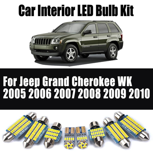 13Pcs Canbus Reading Bulbs For Jeep Grand Cherokee WK 2005 2006 2007 2008 2009 2010 Car LED Interior Dome Map Trunk Light Kit