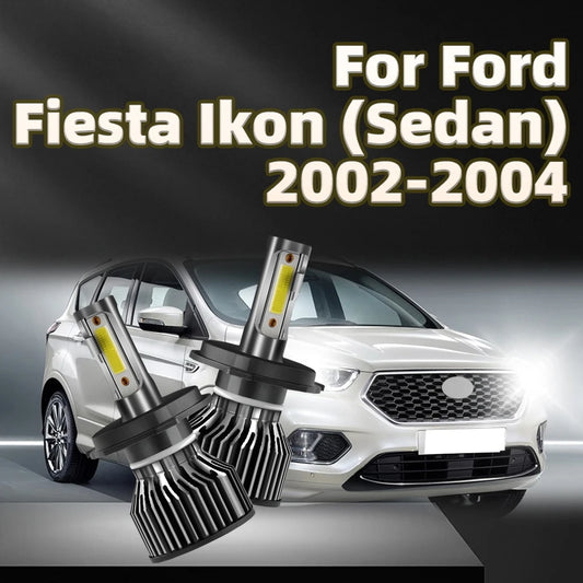 2Pcs 130W Headlight H4 HiLo Bulbs Lamps 6000K Cool White LED Lights For Ford Fiesta Ikon (Sedan) 2002 2003 2004