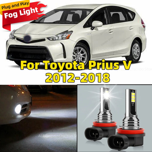 2Pcs 6000K LED Lamp Car Front Fog Light H8 H9 H11 Accessories For Toyota Prius V 2012 2013 2014 2015 2016 2017 2018