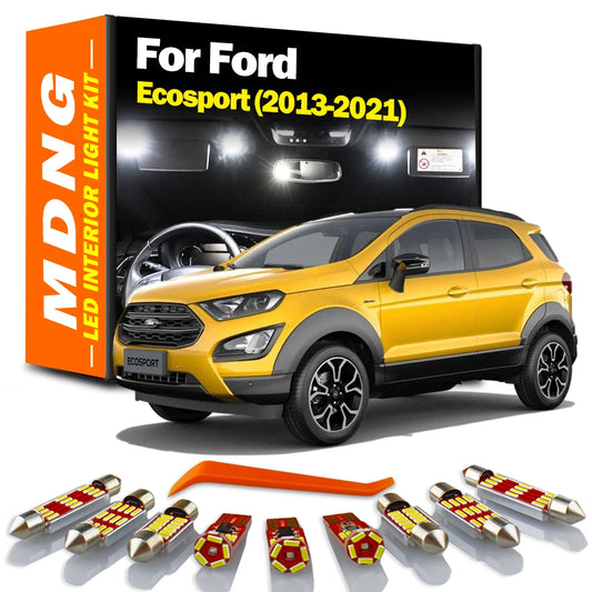 MDNG 13Pcs Canbus LED Interior Map Dome Light Kit For Ford Ecosport 2013 - 2015 2016 2017 2018 2019 2020 2021 Car Reading Bulbs