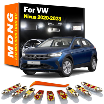 MDNG 10Pc LED Interior Map Dome Trunk Light Kit Accessories For Volkswagen VW Nivus 2020 2021 2022 2023 Sun Visor Lamp Car Bulbs