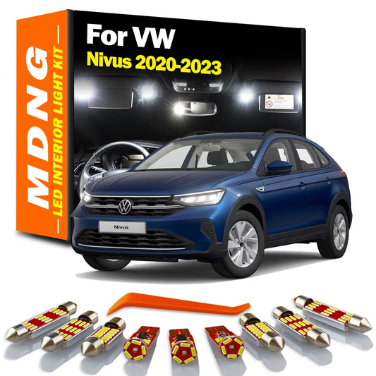 MDNG 10Pc LED Interior Map Dome Trunk Light Kit Accessories For Volkswagen VW Nivus 2020 2021 2022 2023 Sun Visor Lamp Car Bulbs