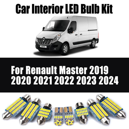 11Pcs Canbus For Renault Master 2019 2020 2021 2022 2023 2024 Car License Plate Bulbs LED Interior Map Dome Ceiling Light Kit