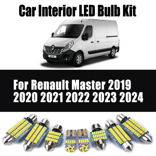11Pcs Canbus For Renault Master 2019 2020 2021 2022 2023 2024 Car License Plate Bulbs LED Interior Map Dome Ceiling Light Kit