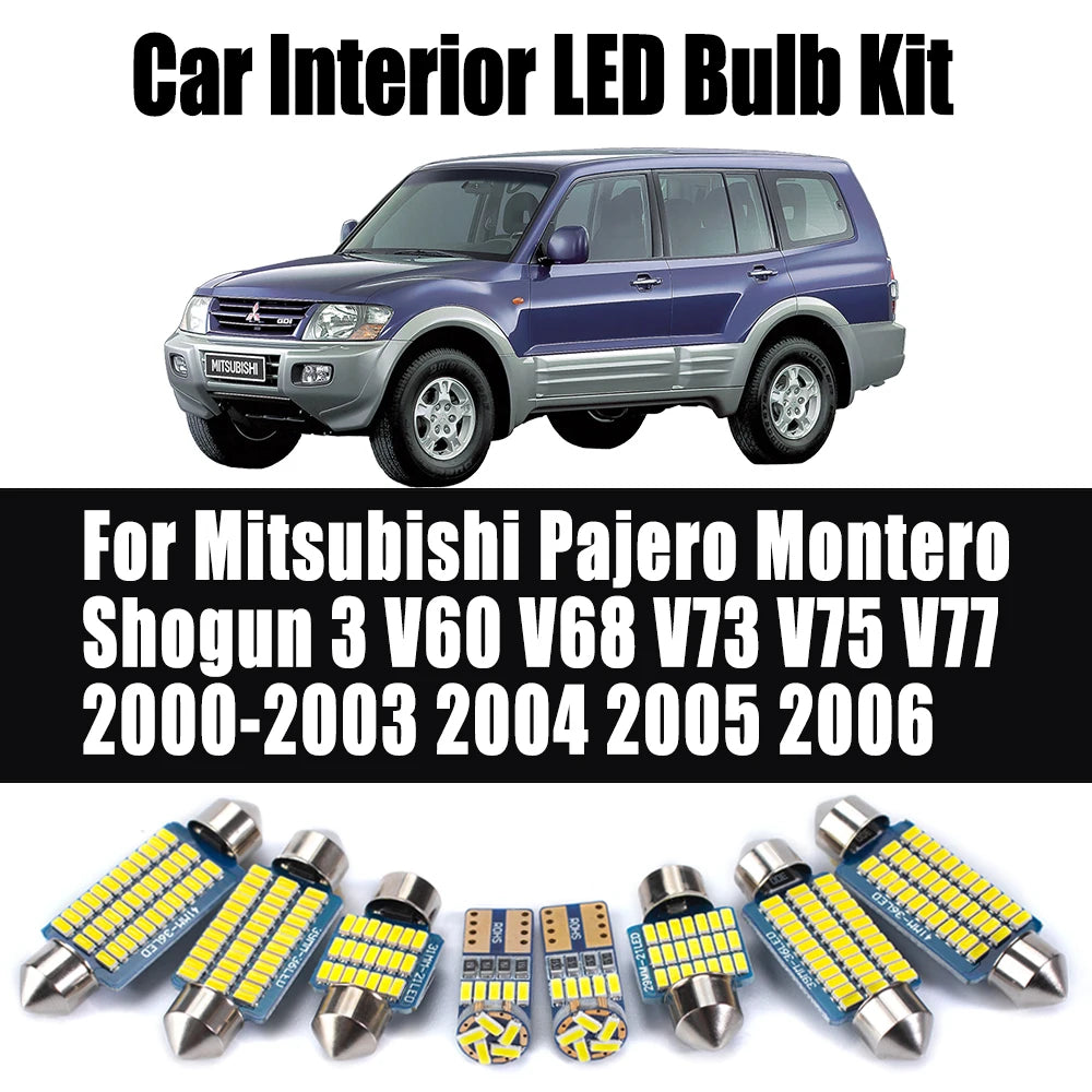 17Pcs For Mitsubishi Pajero Montero Shogun 3 V60 V68 V73 V75 V77 2000- 2005 2006 Car LED Interior Reading Door Dome Light Kit